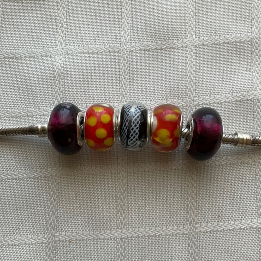 3 for $30 item - Five multi coloured resin beads - #4
